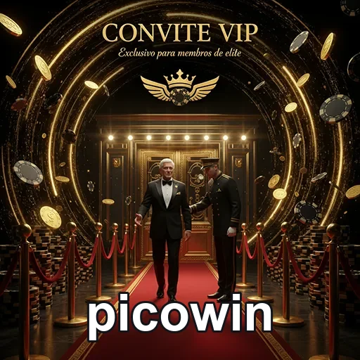 Convite VIP do cassino PicoWin, com design elegante e destacado para eventos exclusivos.