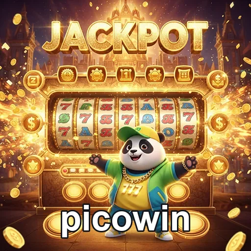 Máquina caça-níqueis Jackpot da Picowin, repleta de símbolos e emoções do jogo.